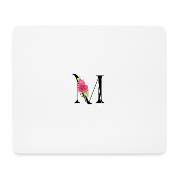 Eleganter Buchstabe 'M' mit Blumen - Mousepad (Querformat) - Weiß - Vorne