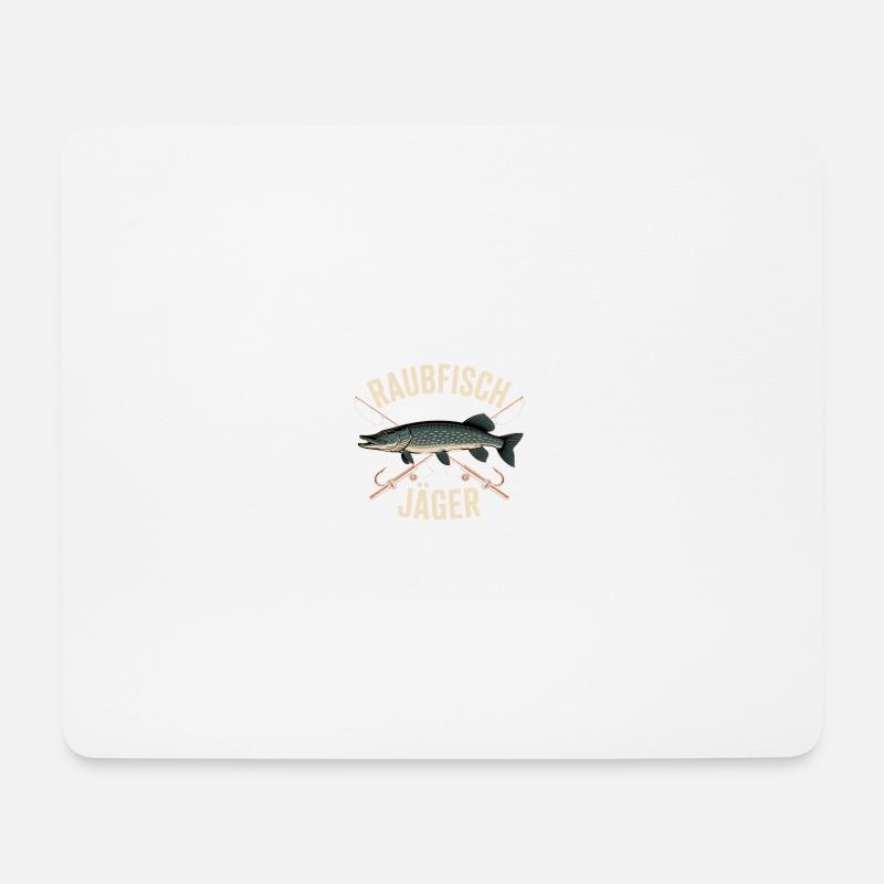 Born to Fish Hecht Angler - Angeln Spruch Shirt - Mousepad (Querformat) - Weiß