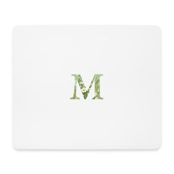 Buchstabe M, Monogramm, Blumenmuster - Mousepad (Querformat) - Weiß - Vorne