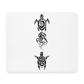 Zwei Schildkröten und eine Qualle (schwarz) - Mousepad (Querformat) - Weiß - Vorne