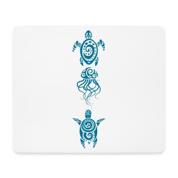 Two turtles and a jellyfish - Mouse Pad (horizontal) - white - Front