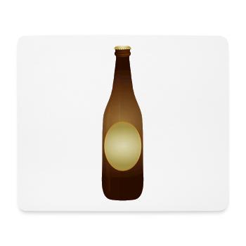 Brown beer bottle with label and crown cap - Mouse Pad (horizontal) - white - Front