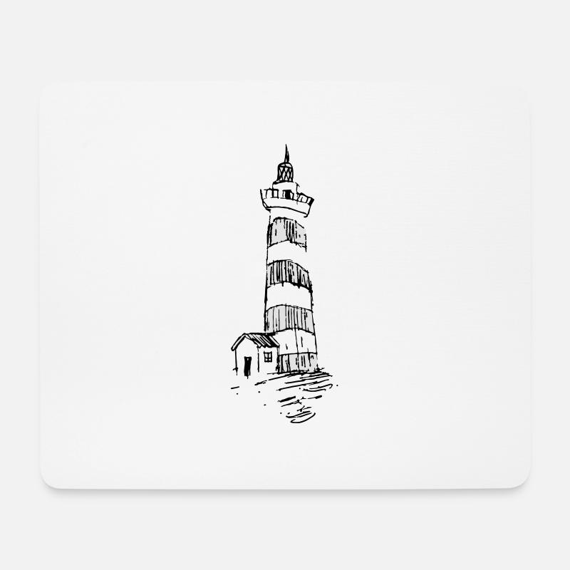 Leuchtturm auf dem Hügel - Mousepad (Querformat) - Weiß