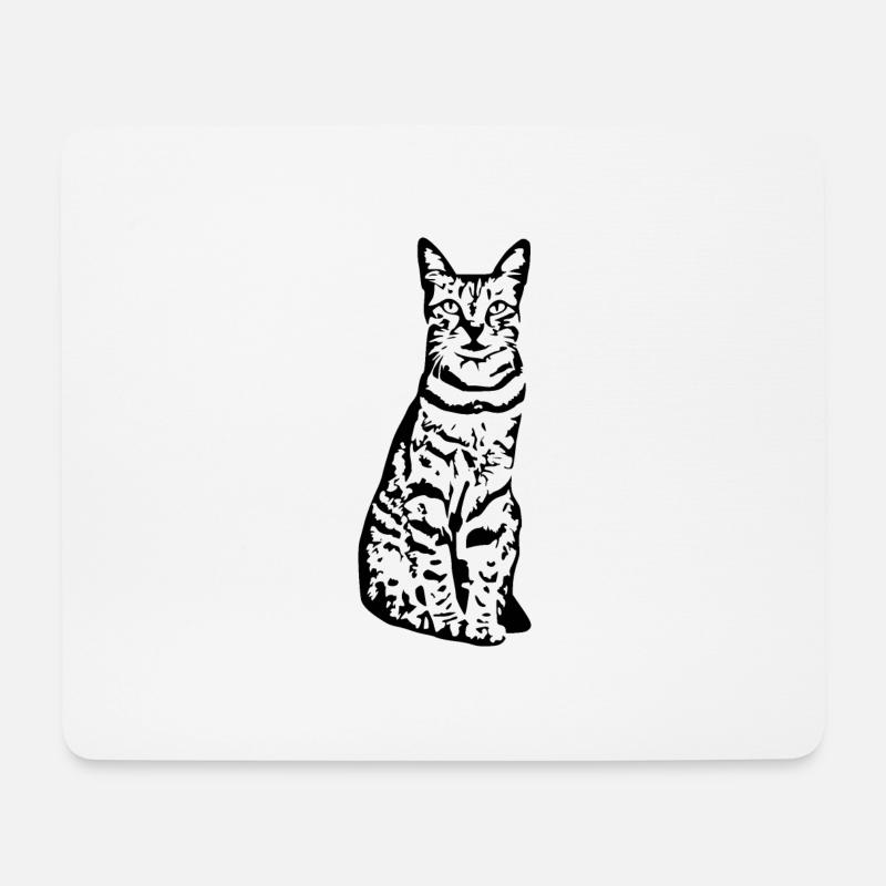 Katze Katze Schwarzes Kätzchen - Mousepad (Querformat) - Weiß