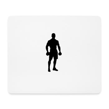 silhouette muscle dumbbell man Strong - Mouse Pad (horizontal) - white - Front