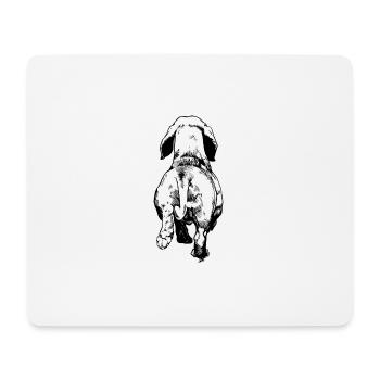 Chien teckel dessin de derrière chien - Tapis de souris (format paysage) - blanc - Devant