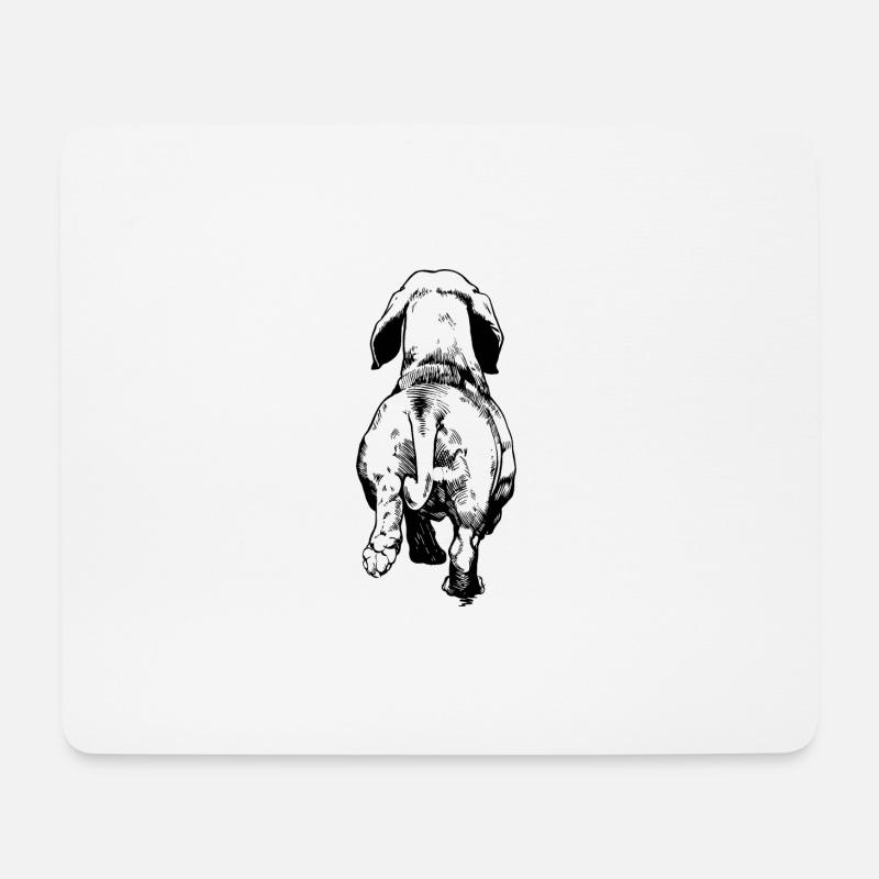 Dackel Hund Zeichnung von hinten Hund - Mousepad (Querformat) - Weiß