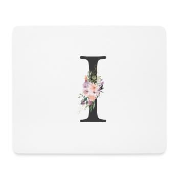 Letter I, Monogram, Flowers - Mouse Pad (horizontal) - white - Front