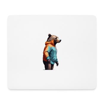 Ours avec sweat à capuche - Tapis de souris (format paysage) - blanc - Devant
