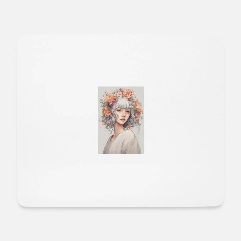 Blumenmädchen - Mousepad (Querformat) - Weiß