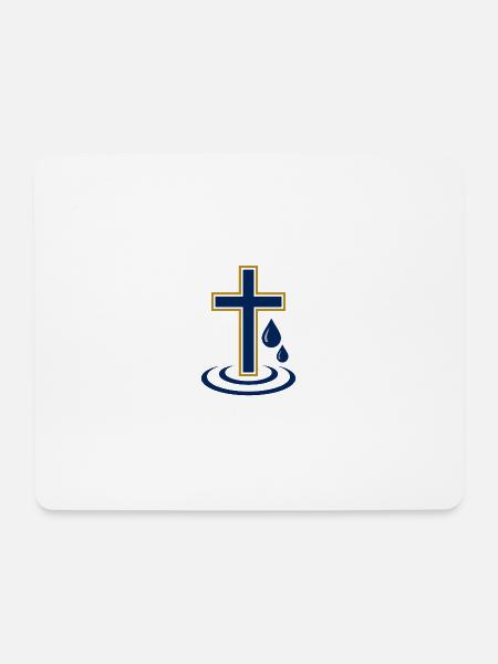 Wassergetauftes Kreuzdesign - Mousepad (Querformat) - Weiß