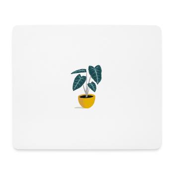 Small Alocasia in a yellow pot - Mouse Pad (horizontal) - white - Front