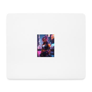 Cyberpunk Girl Cyborg - Mousepad (Querformat) - Weiß - Vorne