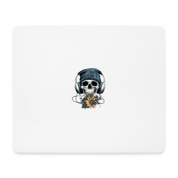 Skull with headphones and flowers - Mouse Pad (horizontal) - white - Front