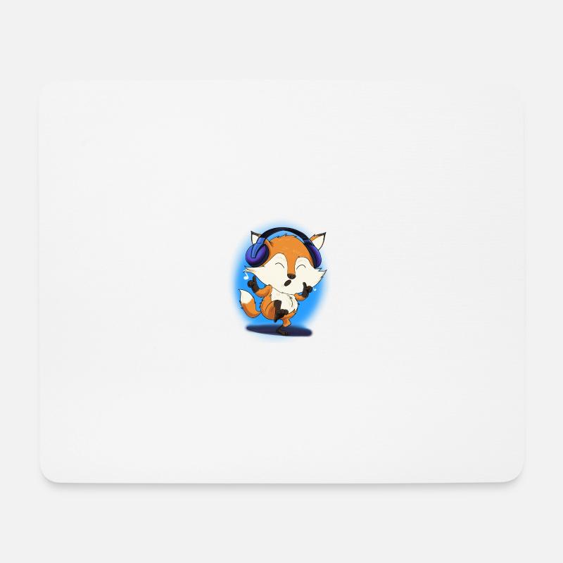 Music Lover I DJ Headphones I Cute Fox - Mousepad (Querformat) - Weiß