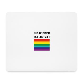 Nie wieder ist jetzt! Schriftzug und Pride Flagge - Mousepad (Querformat) - Weiß - Vorne