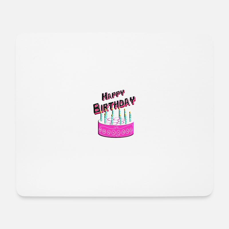 Happy Birthday Torte Pink - Mousepad (Querformat) - Weiß