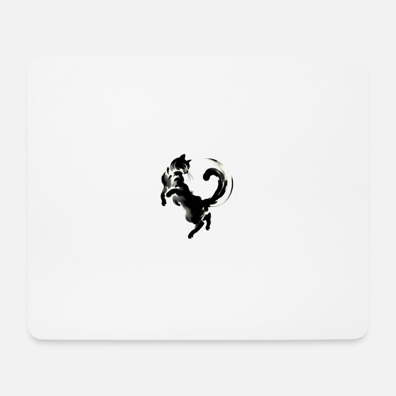 Skurrile, elegante Katzengrafiken - Purrfectly Cra - Mousepad (Querformat) - Weiß