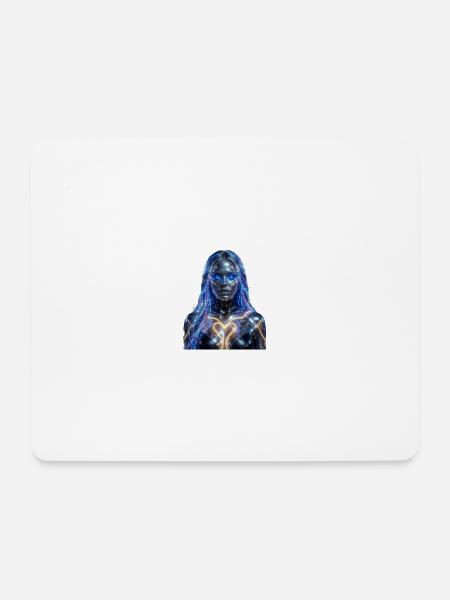 Neon-Cyborg mit erleuchtetem Herzen - Mousepad (Querformat) - Weiß