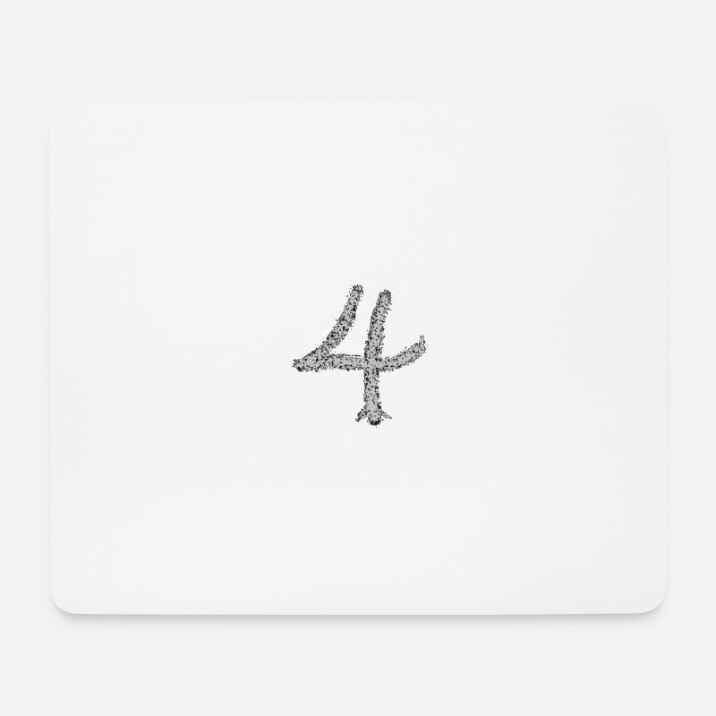 Nummer 4 - Mousepad (Querformat) - Weiß