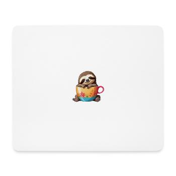 Faules Faultier mit Kaffeetasse - Sweet - Mousepad (Querformat) - Weiß - Vorne