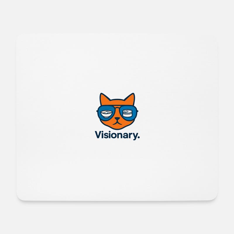 Visionäre Sushi-Katze mit Brille - Mousepad (Querformat) - Weiß