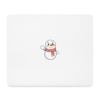 Gemütlicher Schneemann mit Korallenschal – Weihnachtsdesign - Mousepad (Querformat) - Weiß - Vorne
