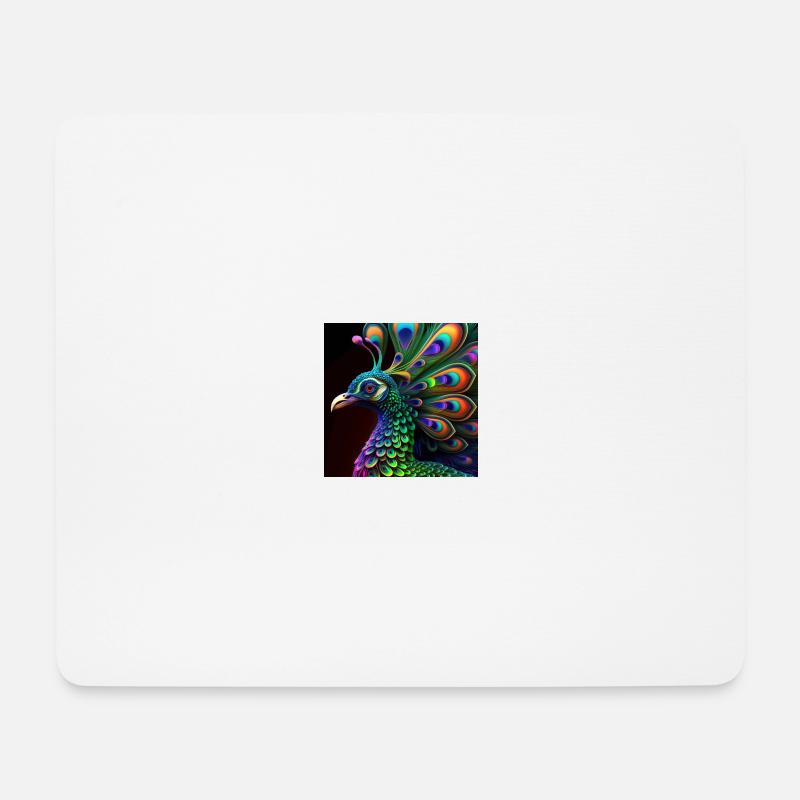 Farbiger Pfau, einzigartiges Design - Mousepad (Querformat) - Weiß