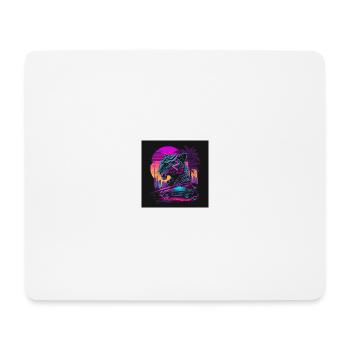 Tiger with neon colors, synthwave / 80s - Mouse Pad (horizontal) - white - Front