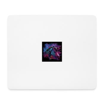 Zebra with neon colors, synthwave / 80s - Mouse Pad (horizontal) - white - Front