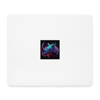 Rhinoceros with neon colors, synthwave / 80s - Mouse Pad (horizontal) - white - Front