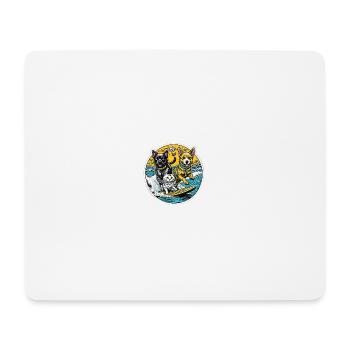 Un chat et des chiens surfant ensemble : meilleurs amis - Tapis de souris (format paysage) - blanc - Devant