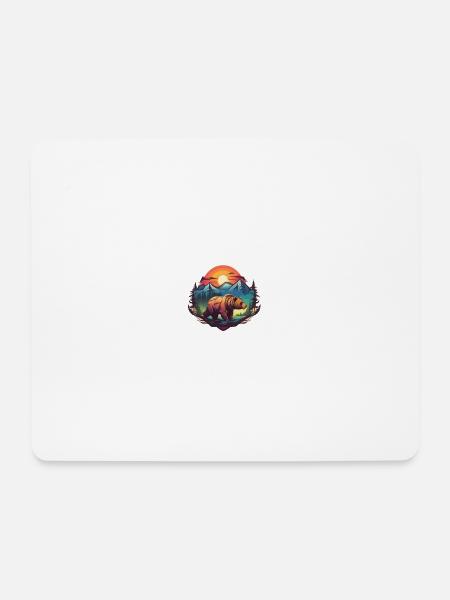 Farbvolles Logo Von einem Bären Wald Berge Sonne - Mousepad (Querformat) - Weiß