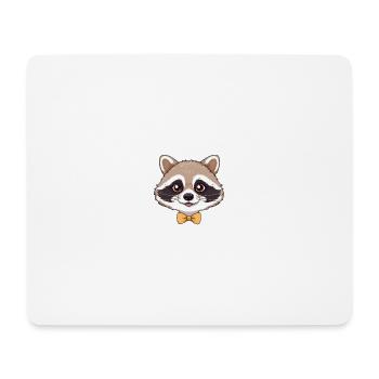 Herr Waschbär kawaii - Mousepad (Querformat) - Weiß - Vorne
