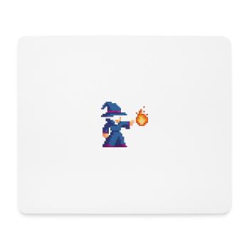 Pixel Wizard und Feuer - Mousepad (Querformat) - Weiß - Vorne