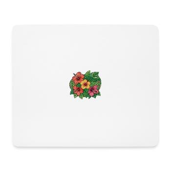 Bouquet d'Hibiscus Tropical & Tatouage Tribal - Tapis de souris (format paysage) - blanc - Devant