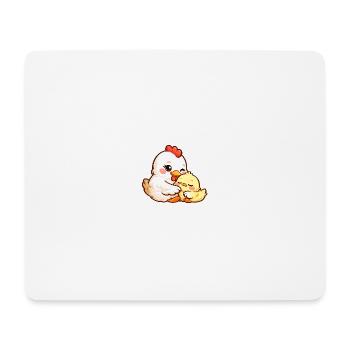 Maman poule câline son petit poussin - Tapis de souris (format paysage) - blanc - Devant