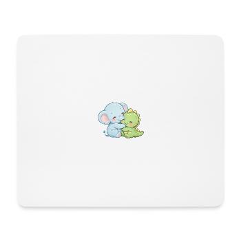 Meilleurs amis pour toujours – Afflue Éléphant et Dino mignons - Tapis de souris (format paysage) - blanc - Devant