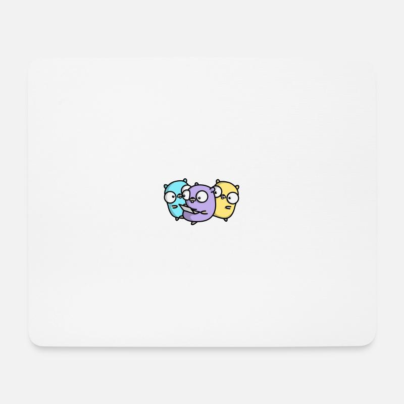 Drei niedliche Gopher beim Pair Programming - Mousepad (Querformat) - Weiß