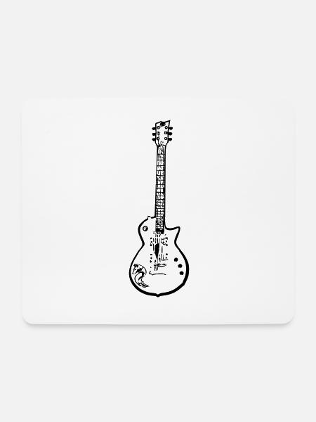 E-Gitarre Silhouette, Schwarzes Design, Musik - Mousepad (Querformat) - Weiß
