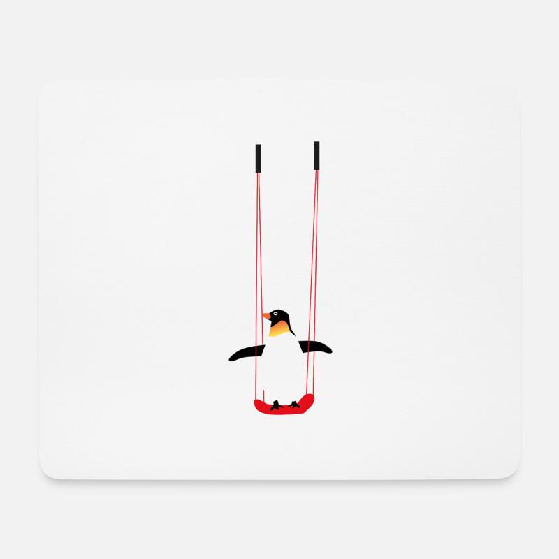 Pinguin auf der Schaukel - Mousepad (Querformat) - Weiß
