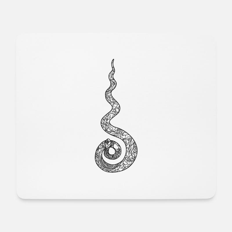 Flammende Schlange mit Blütenschuppen - Mousepad (Querformat) - Weiß