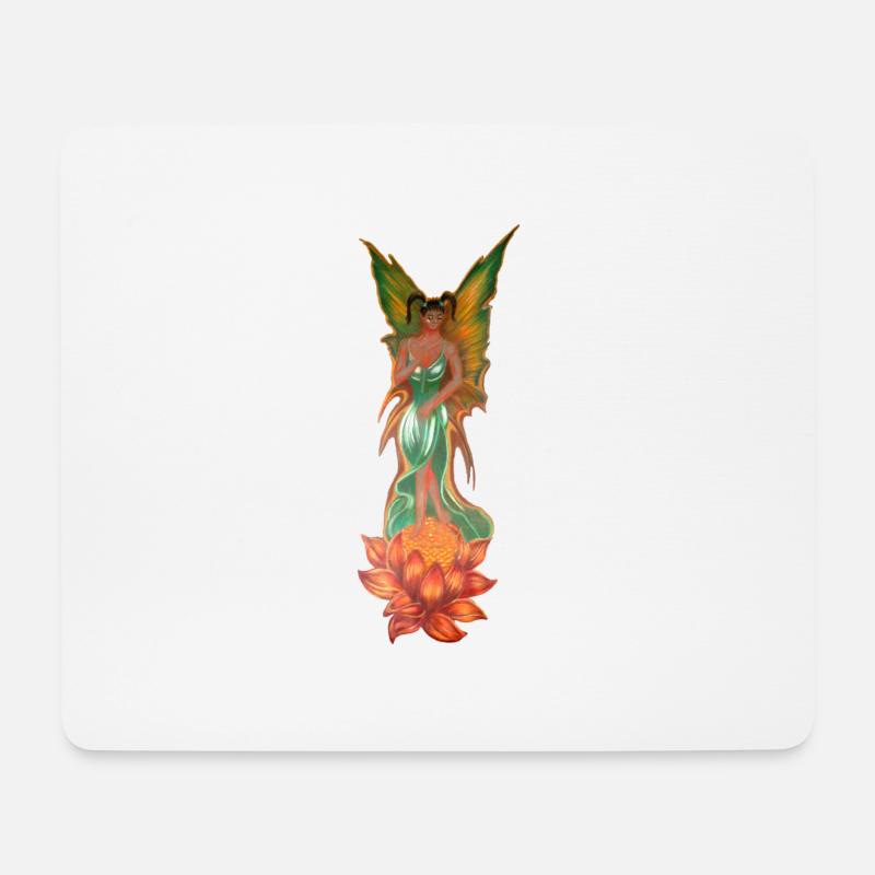 Enchanting elf from a lotus flower - Mouse Pad (horizontal) - white