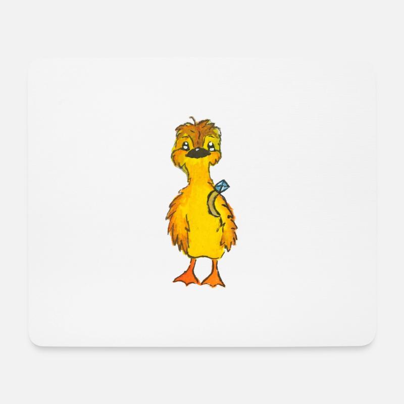 Entchen Malte mit Ring - Mousepad (Querformat) - Weiß