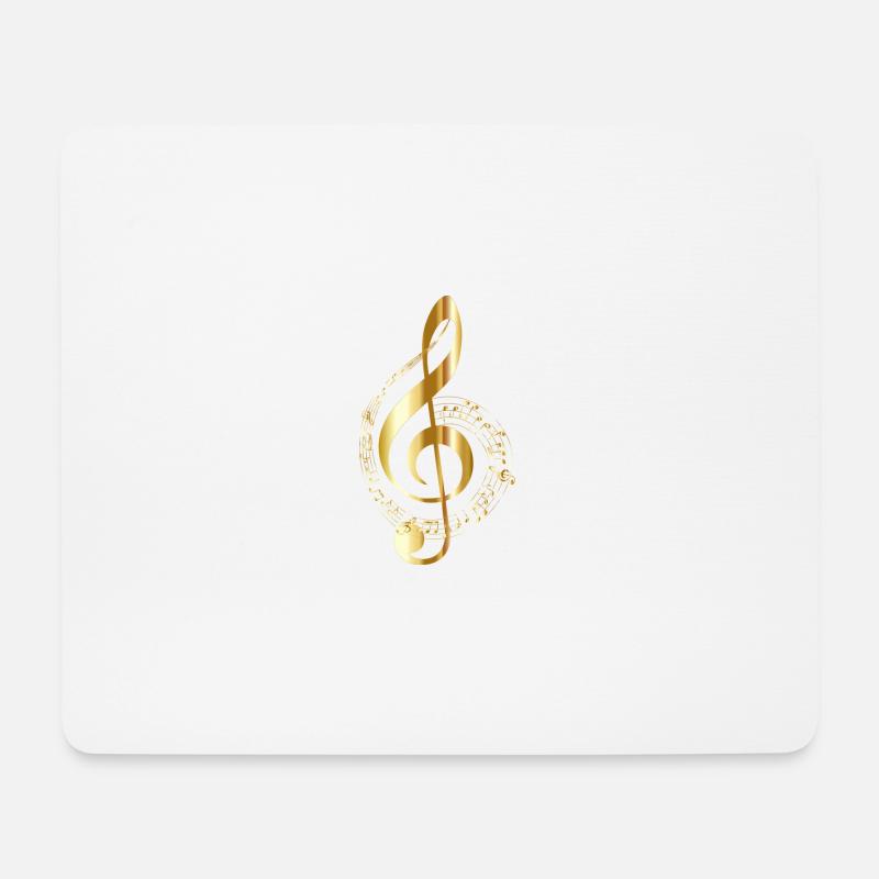 Notenschlüssel Gold - Mousepad (Querformat) - Weiß