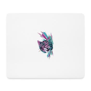 Coole Katze - Mousepad (Querformat) - Weiß - Vorne