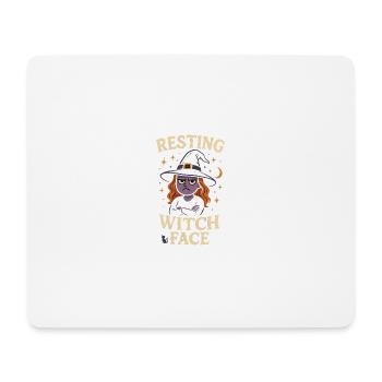 Visage de sorcière au repos - Chemise de sorcière de dessin animé drôle - Tapis de souris (format paysage) - blanc - Devant
