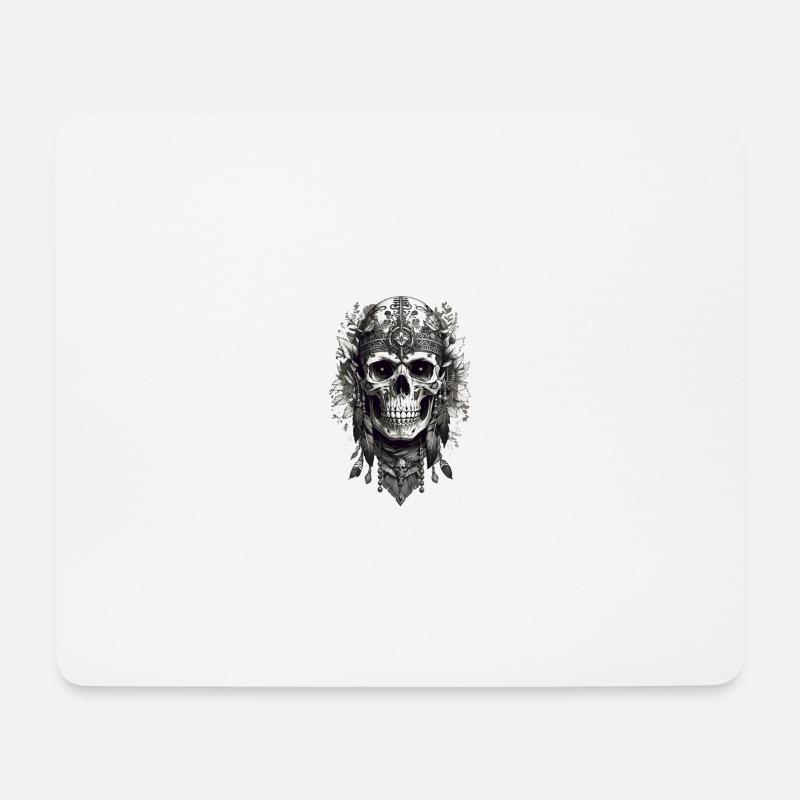 Floral skull hippie - Mousepad (Querformat) - Weiß
