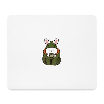 Randonnement en hiver avec un café - Tapis de souris (format paysage) - blanc - Devant