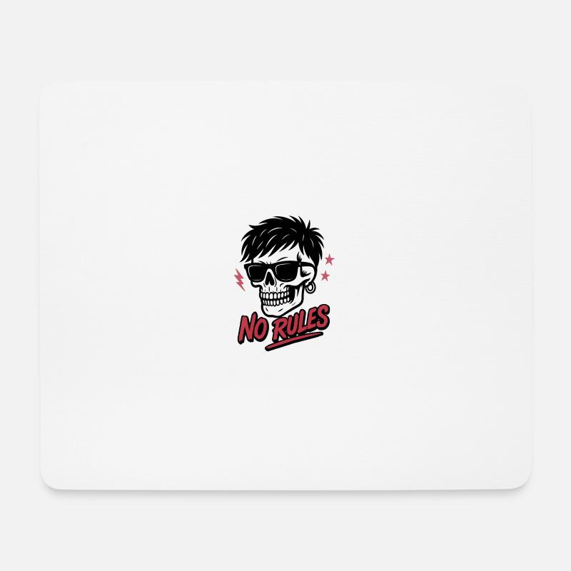 Ausgefallener Totenkopf mit Sonnenbrille und ohne Regeln Text - Mousepad (Querformat) - Weiß